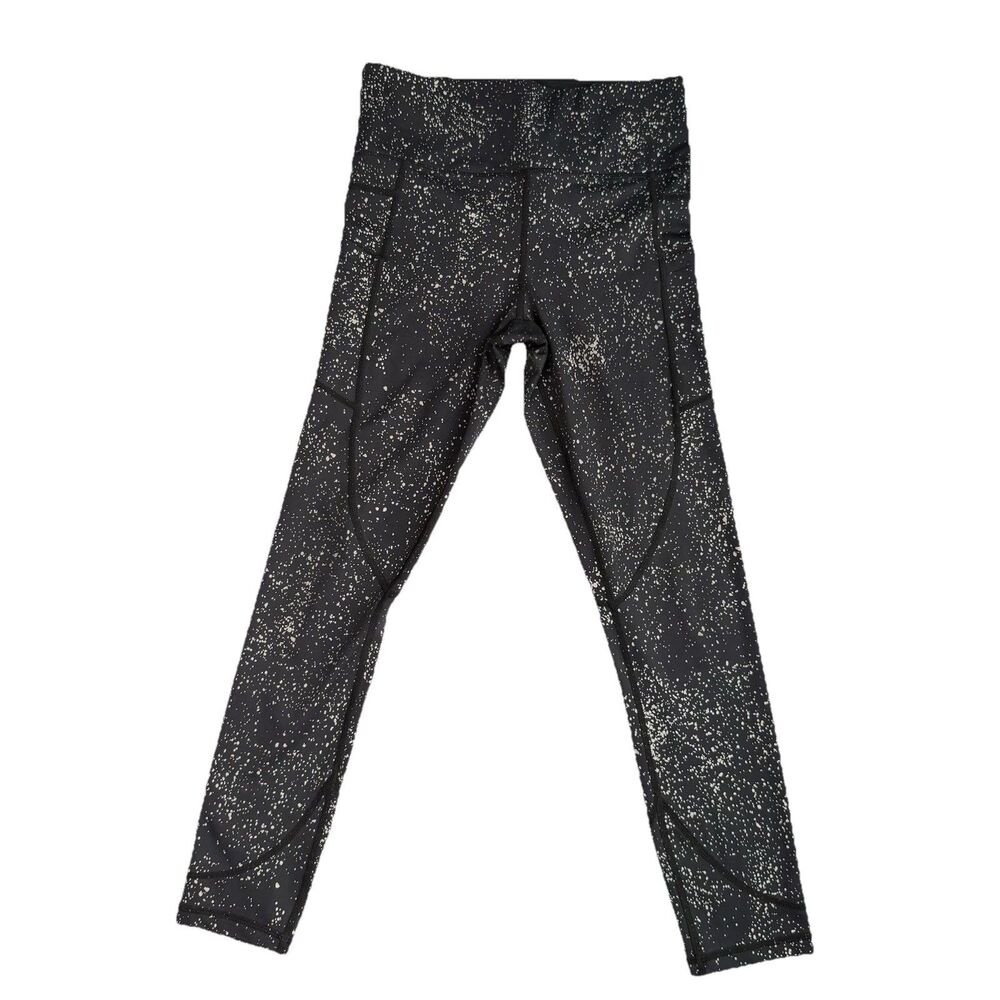 Zyia Light N Tight Leggings Women 6-8 Black Reflective Speckled High Rise Pocket